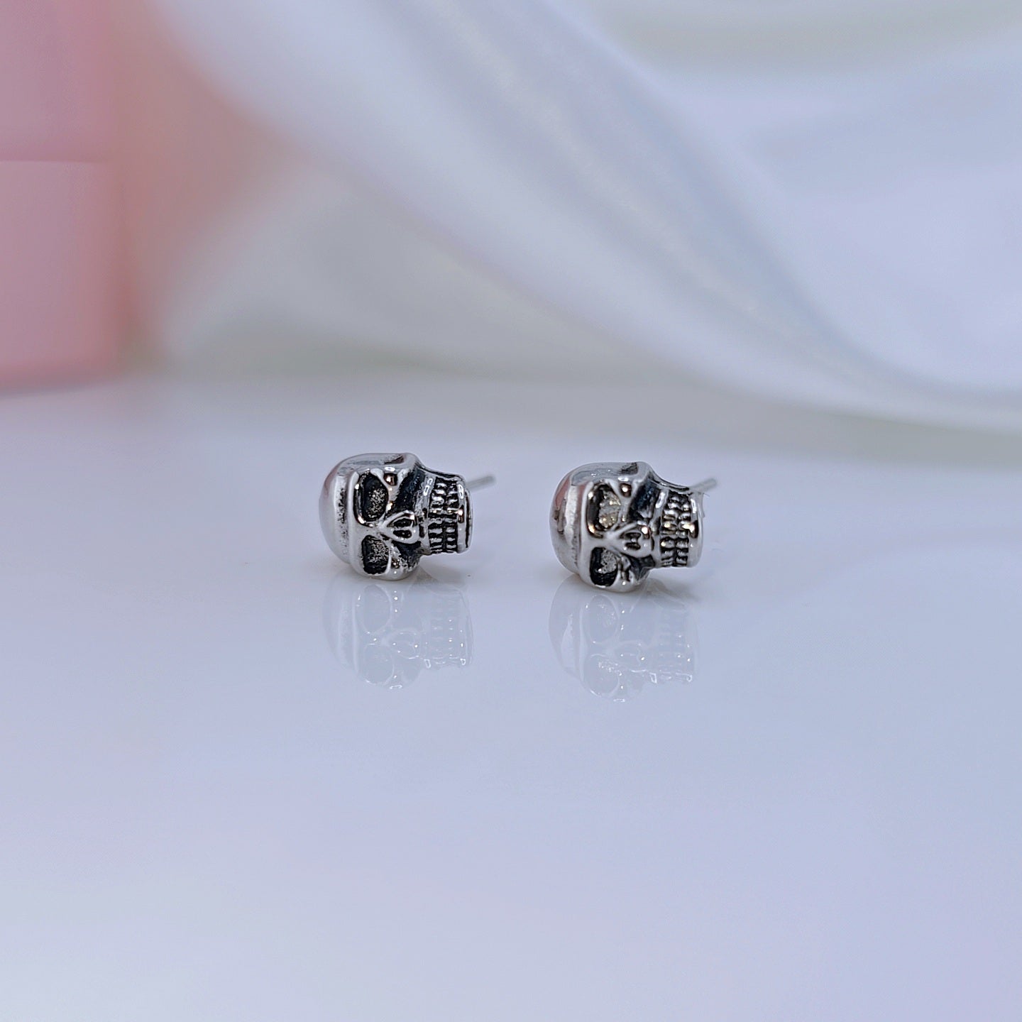 Gothic Skull Stud Earrings-Black Diamonds New York
