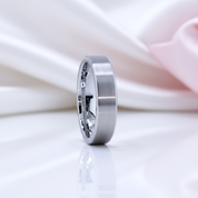 Brushed Tungsten Wedding Band-Black Diamonds New York