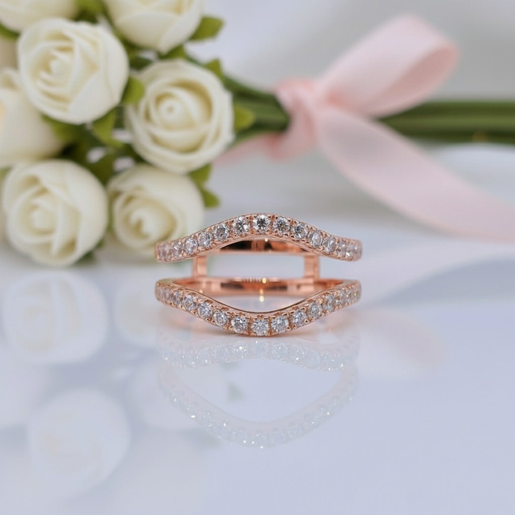 Round Cut Diamond Curved Enhancer Wedding Band-Black Diamonds New York