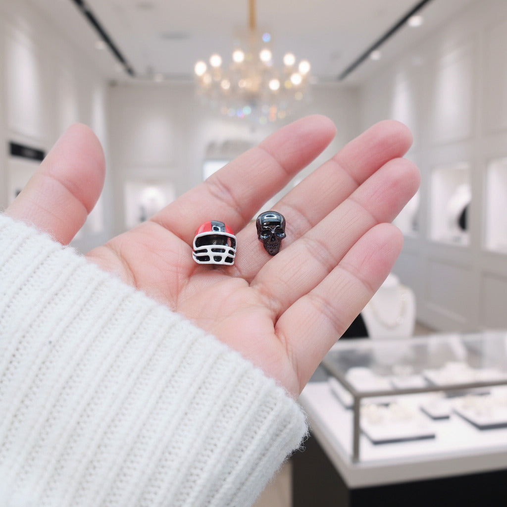 Black Skull and Helmet Gothic DIY Charm-Black Diamonds New York