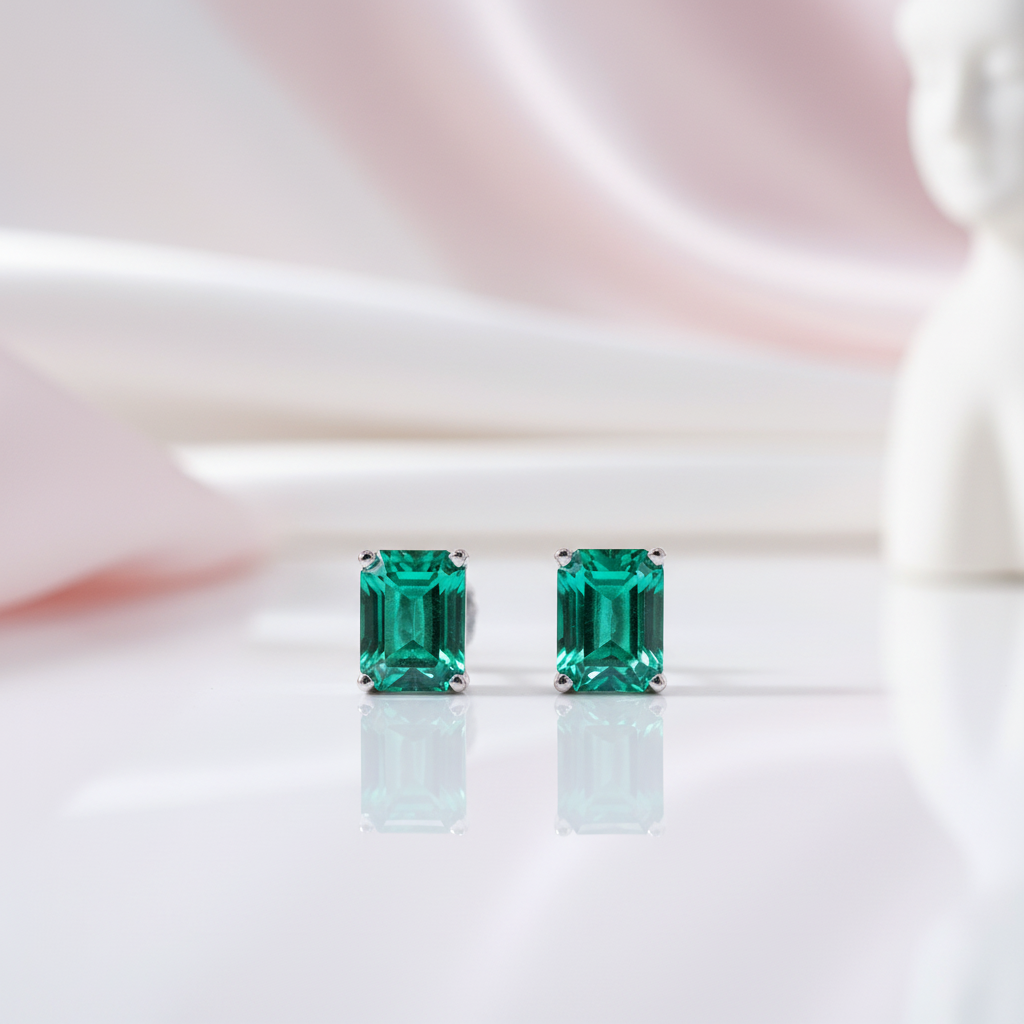 2.0 Ct Colombian Cultivated Emerald Earrings-Black Diamonds New York