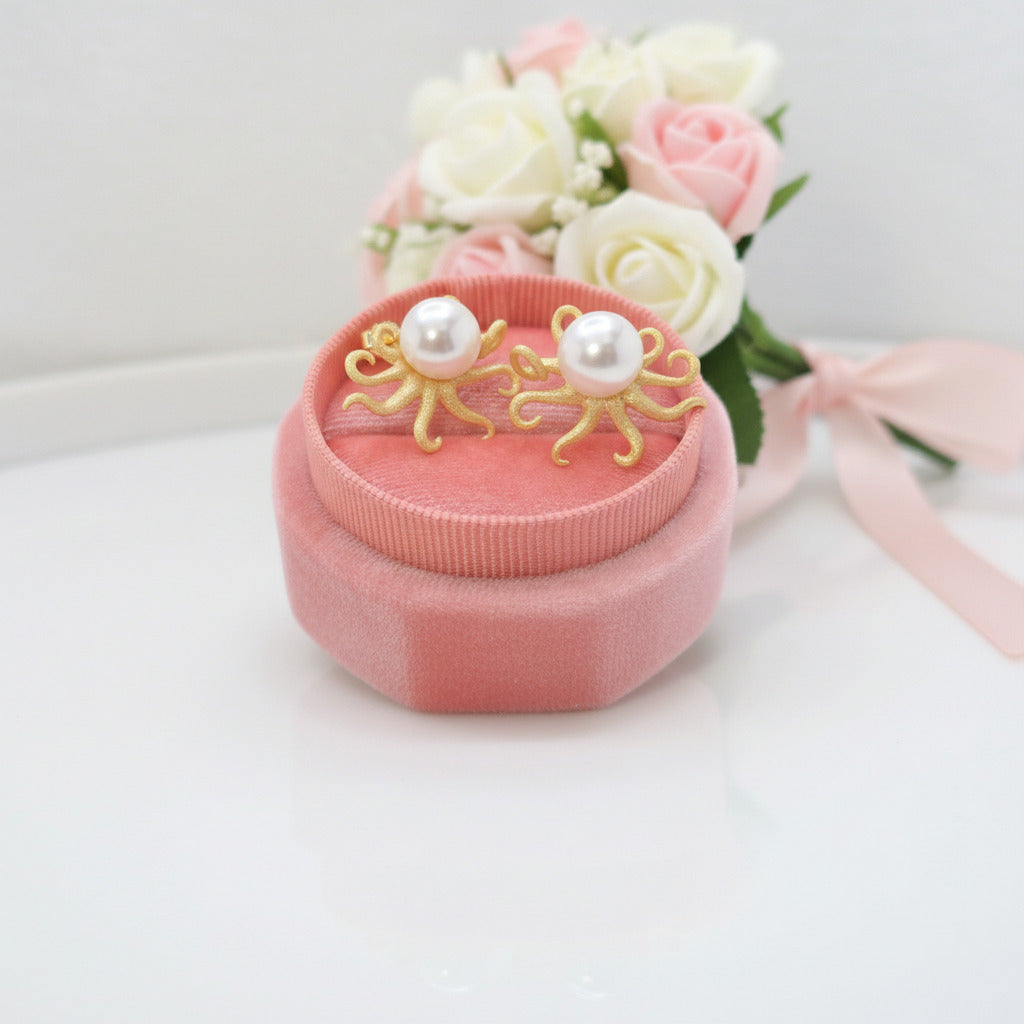 Octopus with Pearl Stud Earrings-Black Diamonds New York