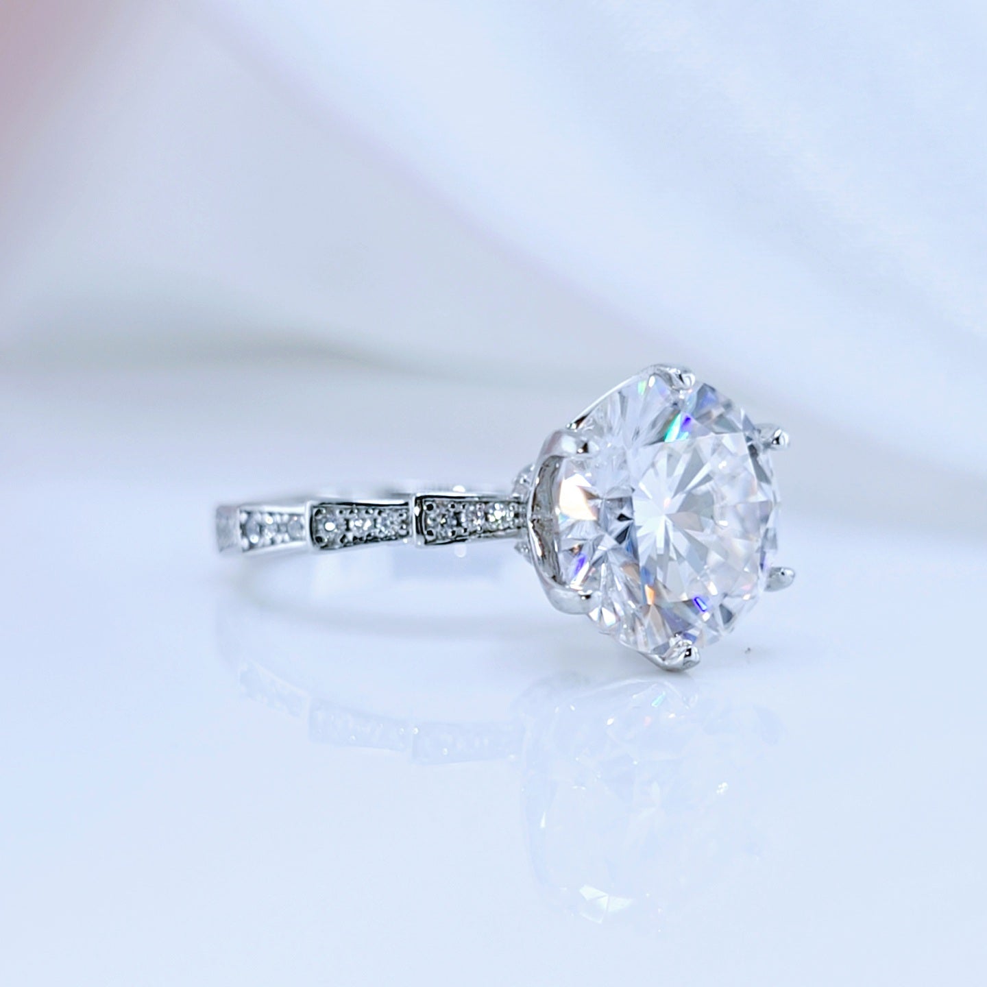 5 Carat Round Cut Diamond Option Engagement Ring-Black Diamonds New York