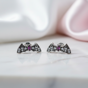 Punk Diamond Option Bat Stud Earrings-Black Diamonds New York