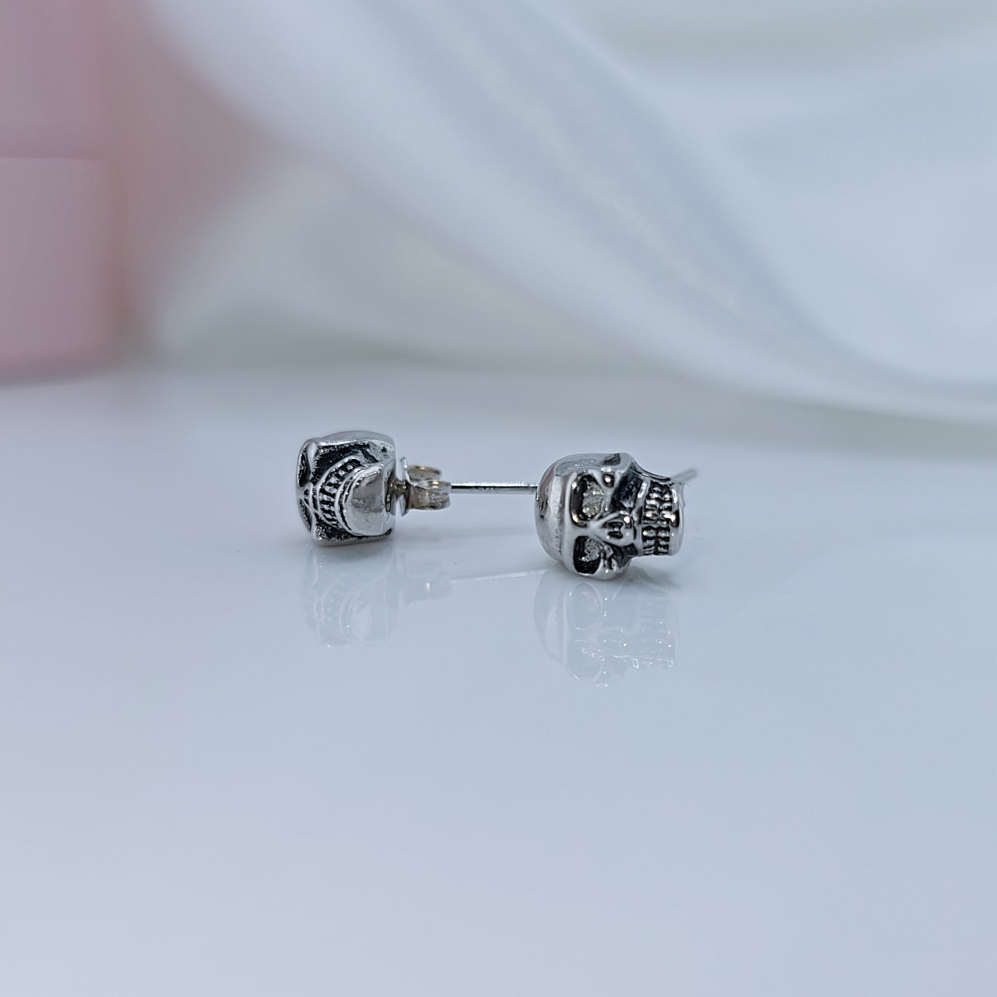 Gothic Skull Stud Earrings-Black Diamonds New York
