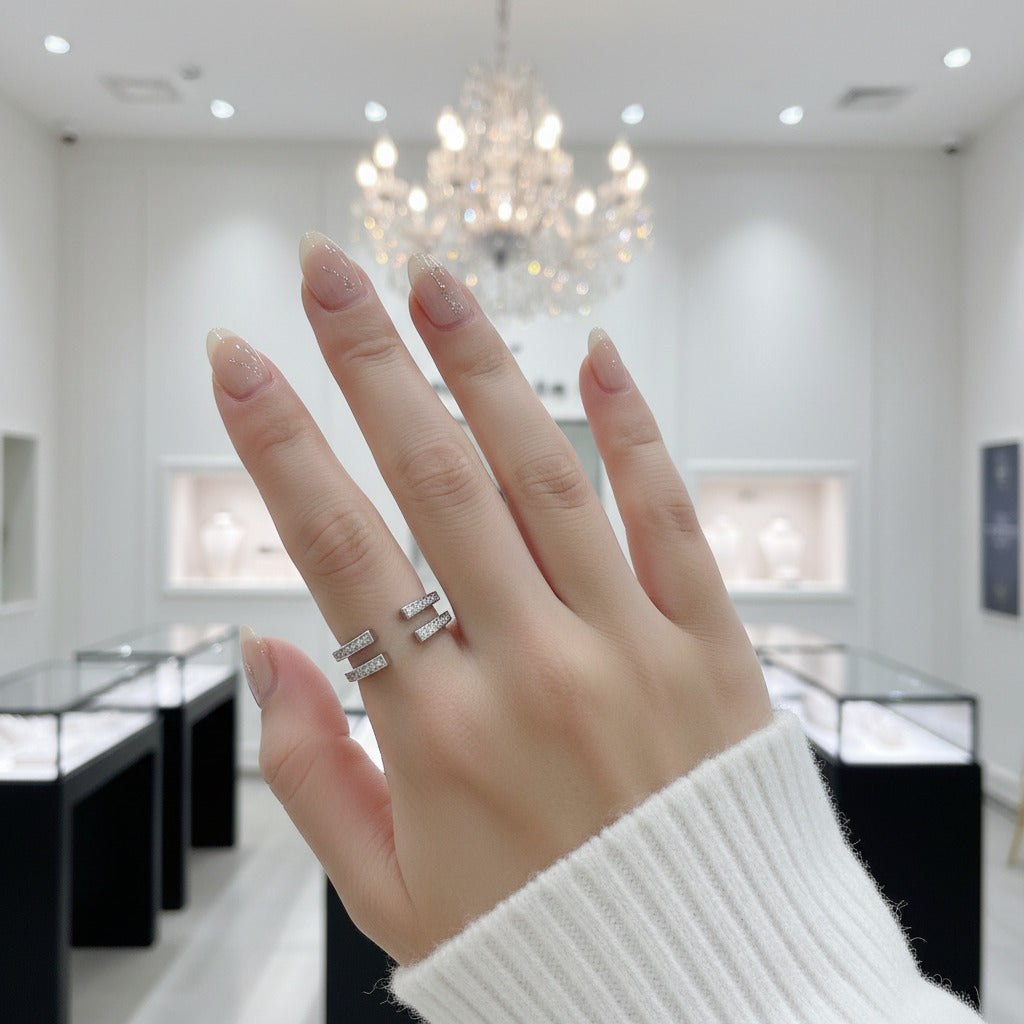 Adjustable Open Guard Diamond Enhancer Wedding Band-Black Diamonds New York