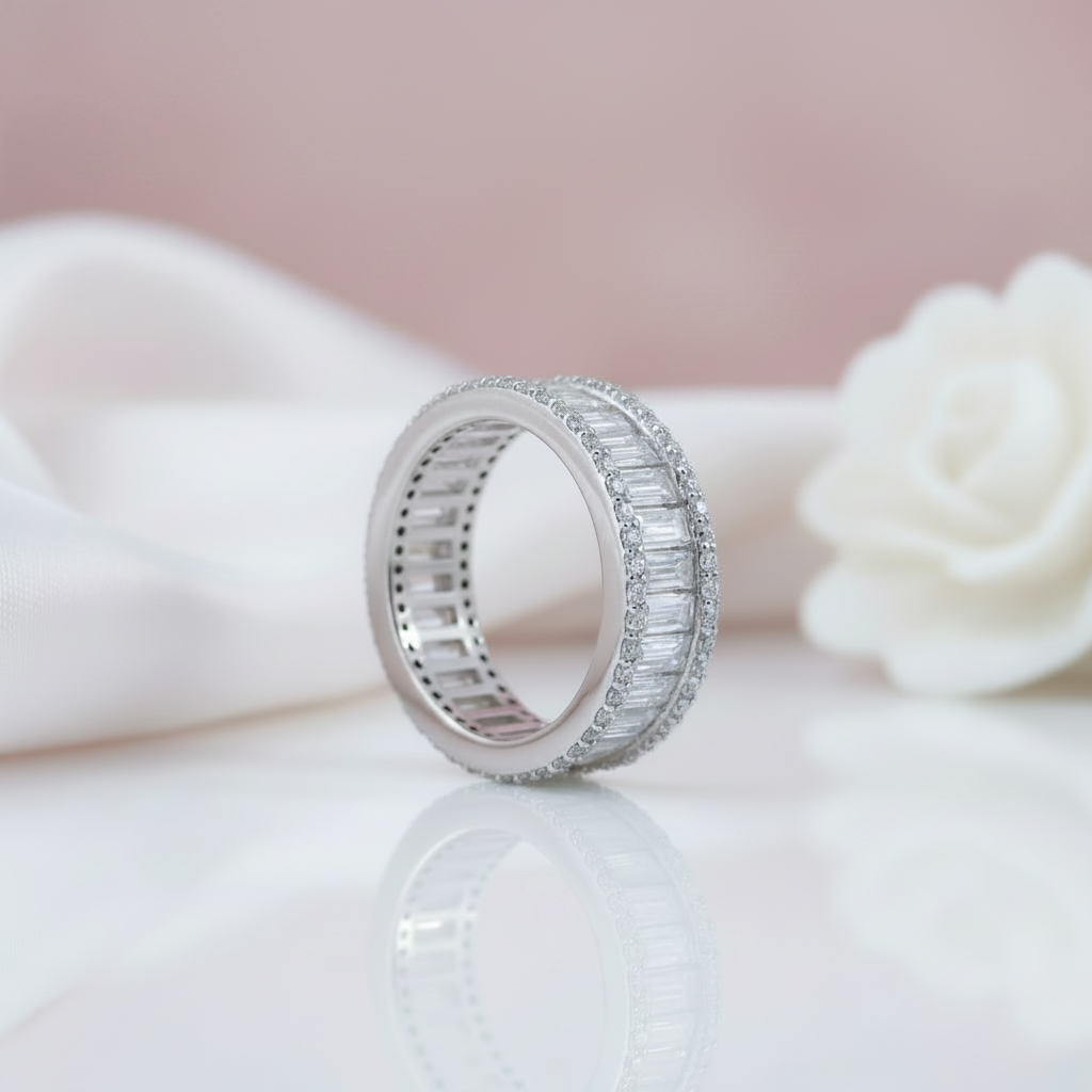 Elegant Emerald Cut Diamond Option Ring Band-Black Diamonds New York