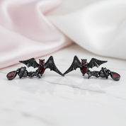 Bat Shaped Natural Garnet Vintage Gothic Punk Earrings-Black Diamonds New York