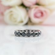 4mm Round Black Diamond Option Wedding Band-Black Diamonds New York