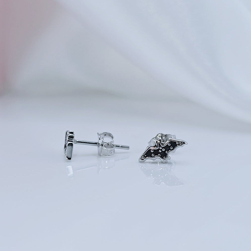 Punk Night Bat Stud Earrings-Black Diamonds New York