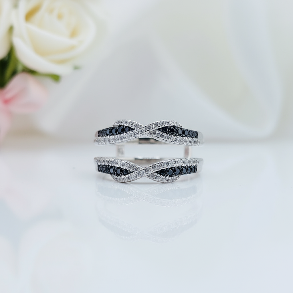 Round Diamond Twist Design Ring Enhancer-Black Diamonds New York