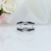 Round Diamond Twist Design Ring Enhancer-Black Diamonds New York