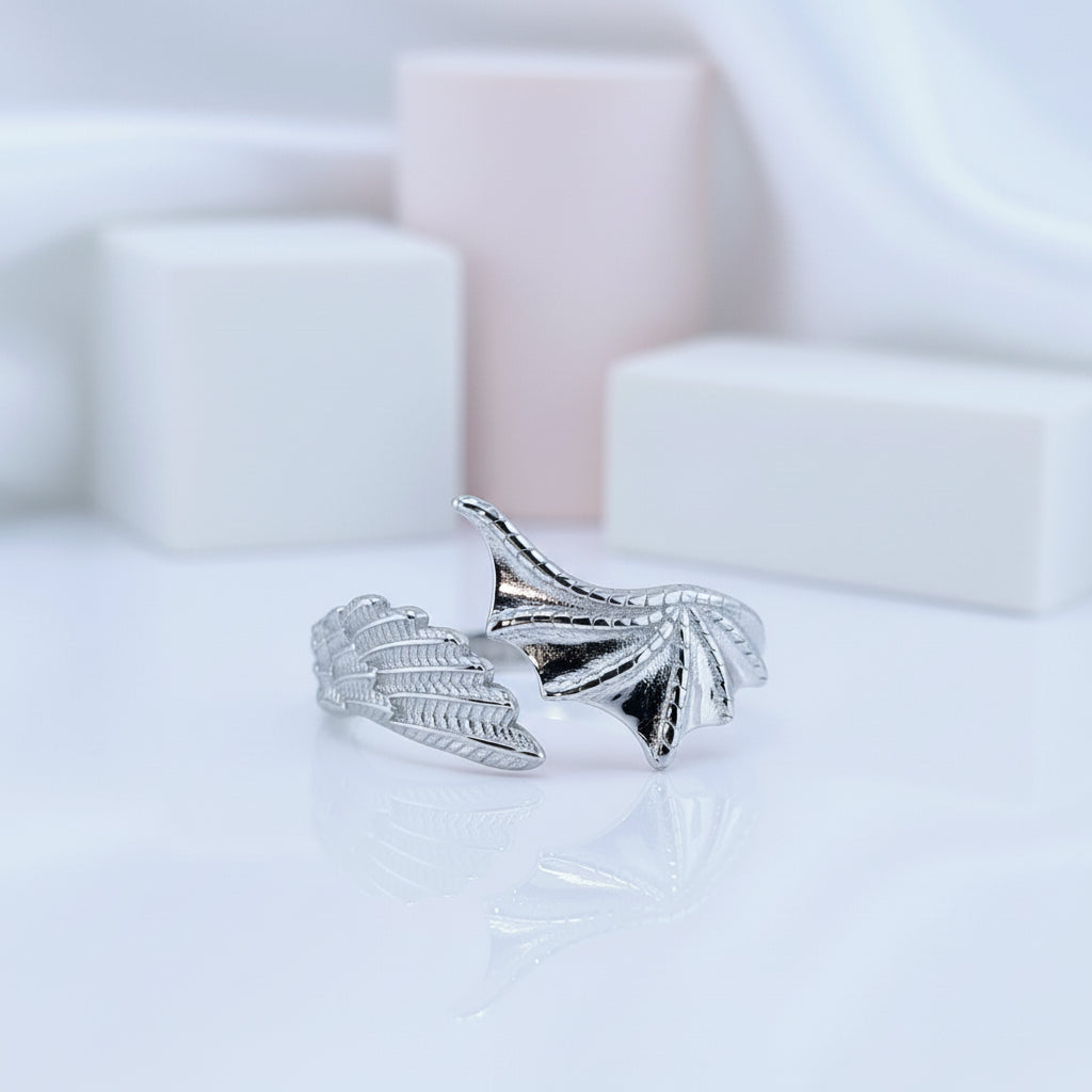 Angel and Demon Wing Adjustable Ring-Black Diamonds New York