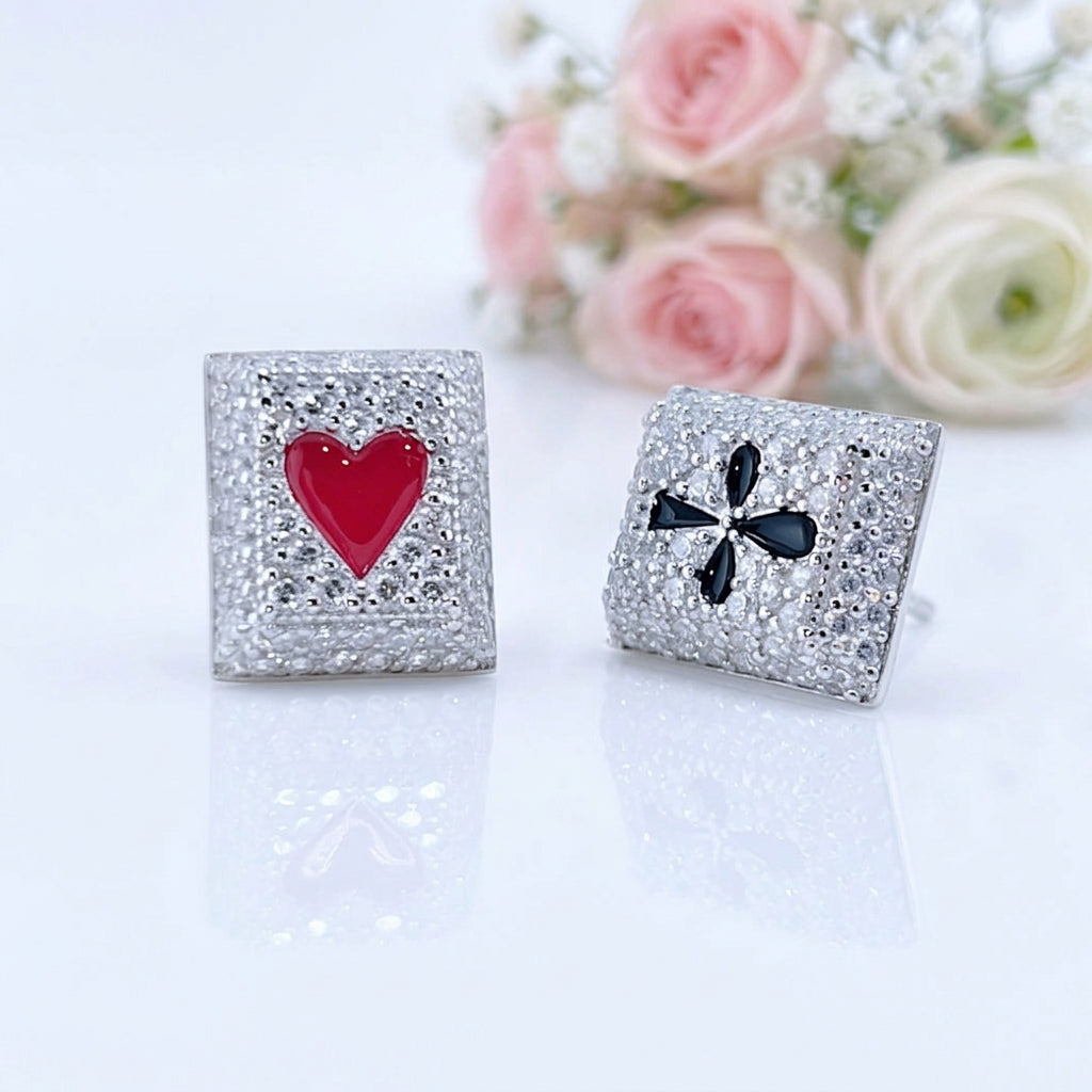Poker Diamond Option Stud Earrings-Black Diamonds New York