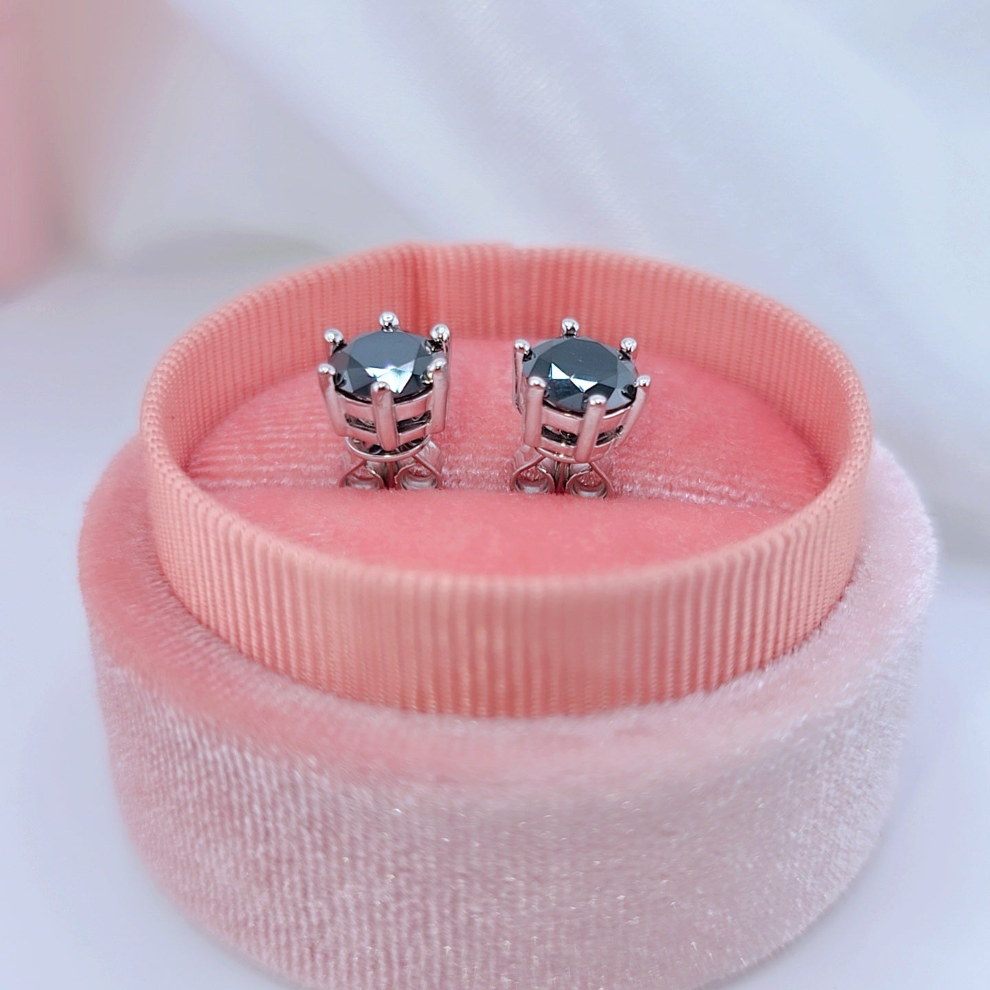 Round Black Diamond Option Stud Earrings-Black Diamonds New York