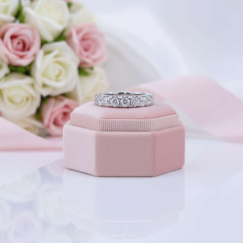 Round Cut Diamond Option Eternity Wedding Band-Black Diamonds New York