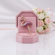 Unique Rose Gold Punk-Option Flamingo Pendant-Black Diamonds New York