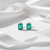 2.0 Ct Colombian Cultivated Emerald Earrings-Black Diamonds New York