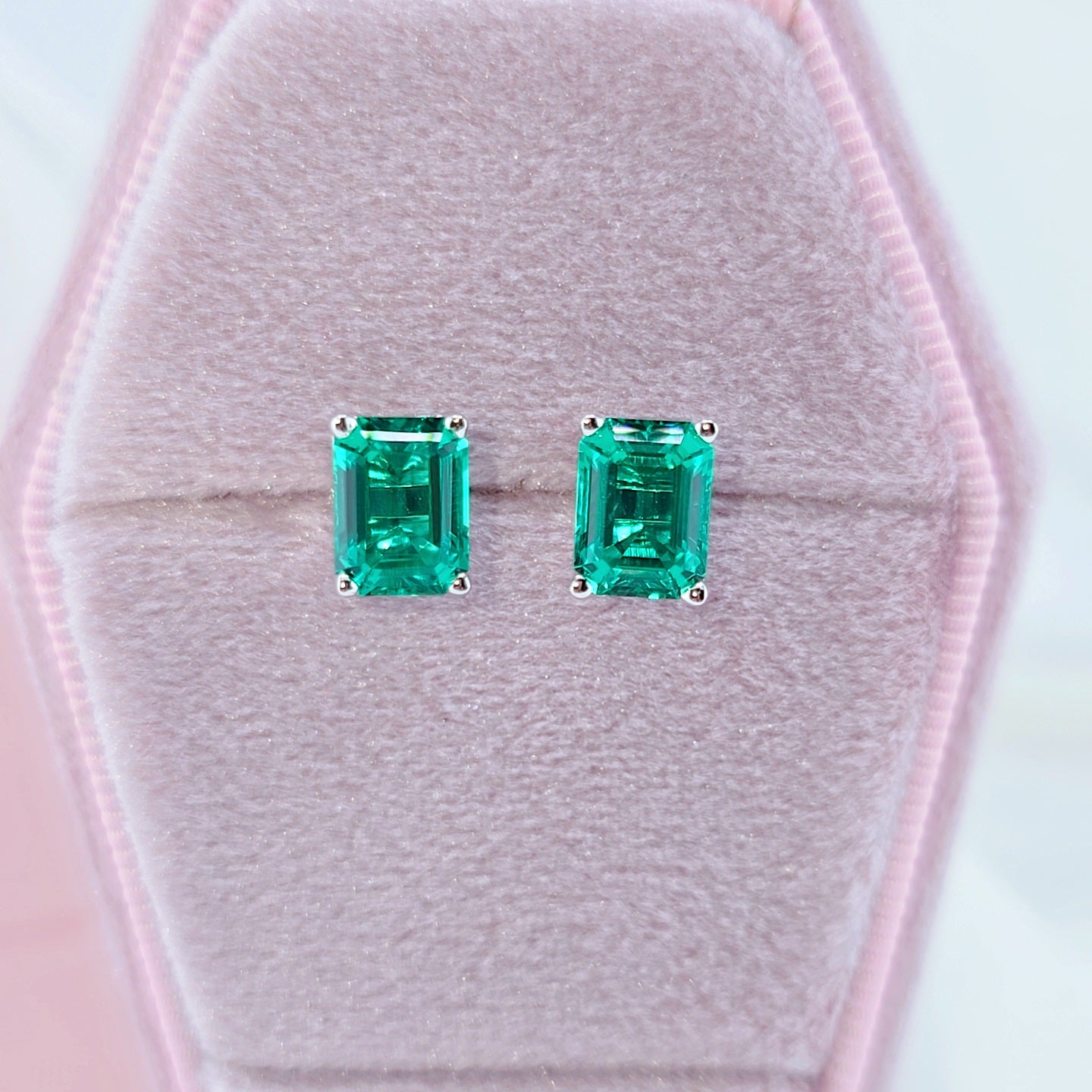 2.0 Ct Colombian Cultivated Emerald Earrings-Black Diamonds New York