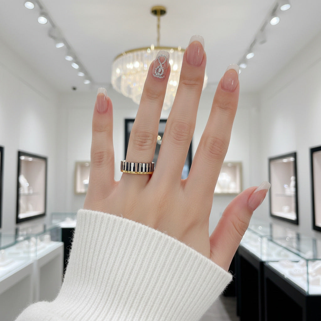 7mm Piano Wedding Band-Black Diamonds New York