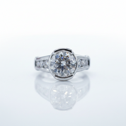 3ct Round Cut Diamond Option White Gold Luxury Engagement Ring (Aftersale Service)-Black Diamonds New York