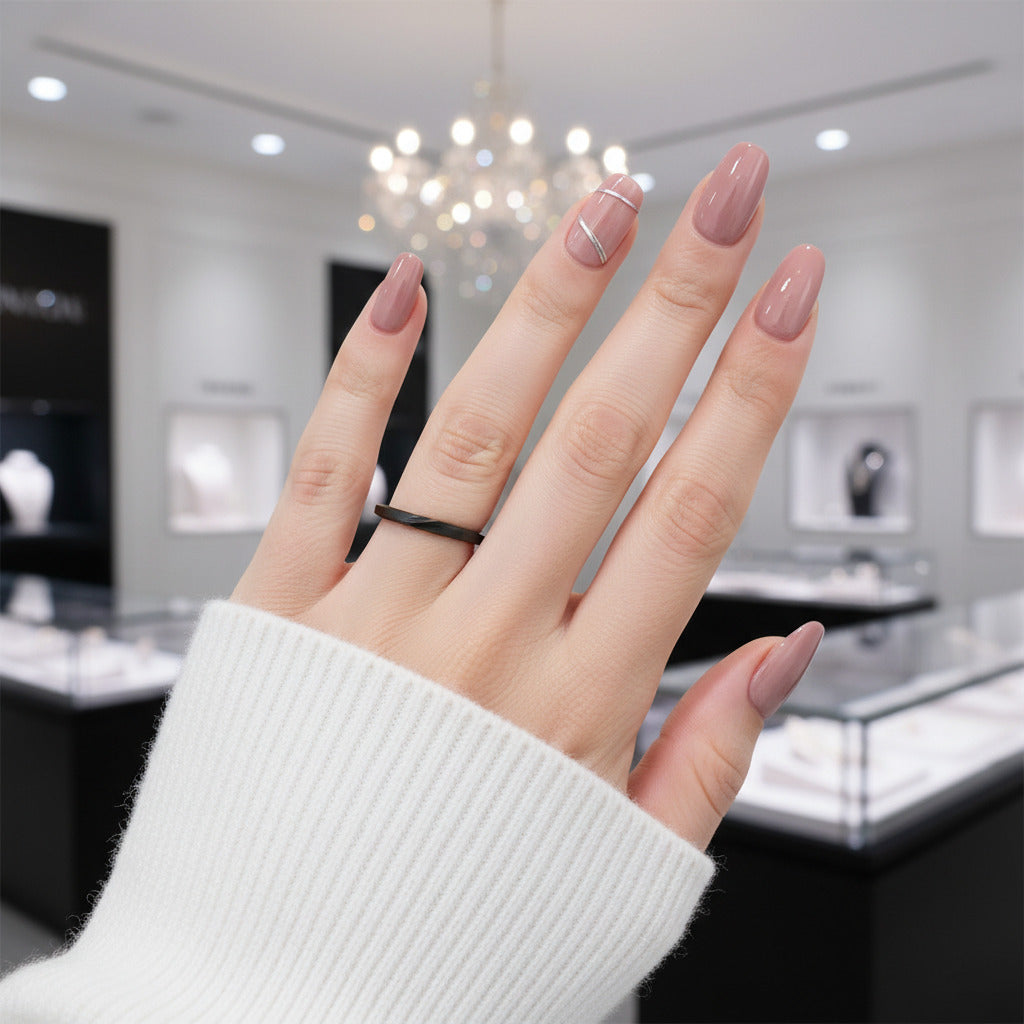 Beveled Edges & Brushed 2mm Tungsten Wedding Band-Black Diamonds New York