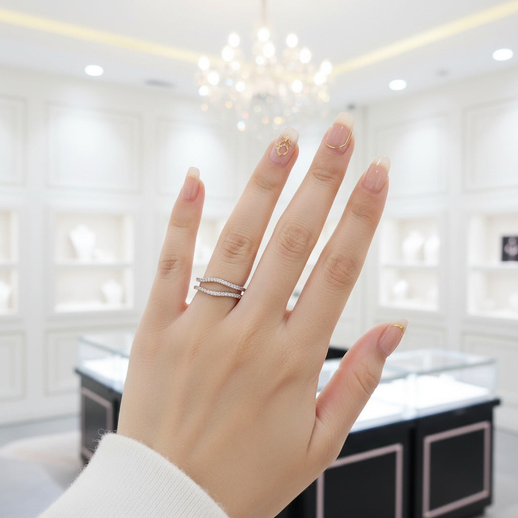 Round Diamond Adjustable Curved Enhancer Wedding Band-Black Diamonds New York