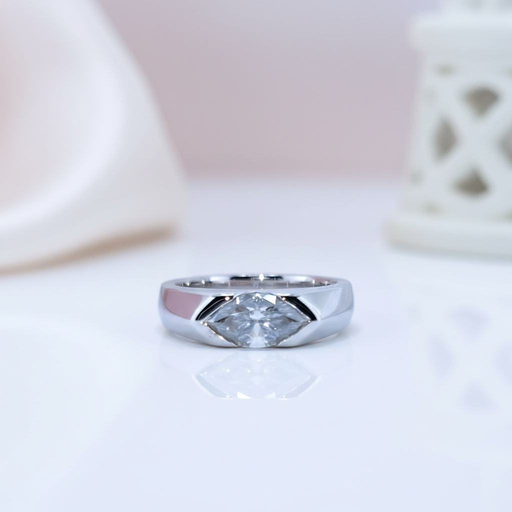 Marquise Cut Diamond Option Wedding Ring-Black Diamonds New York