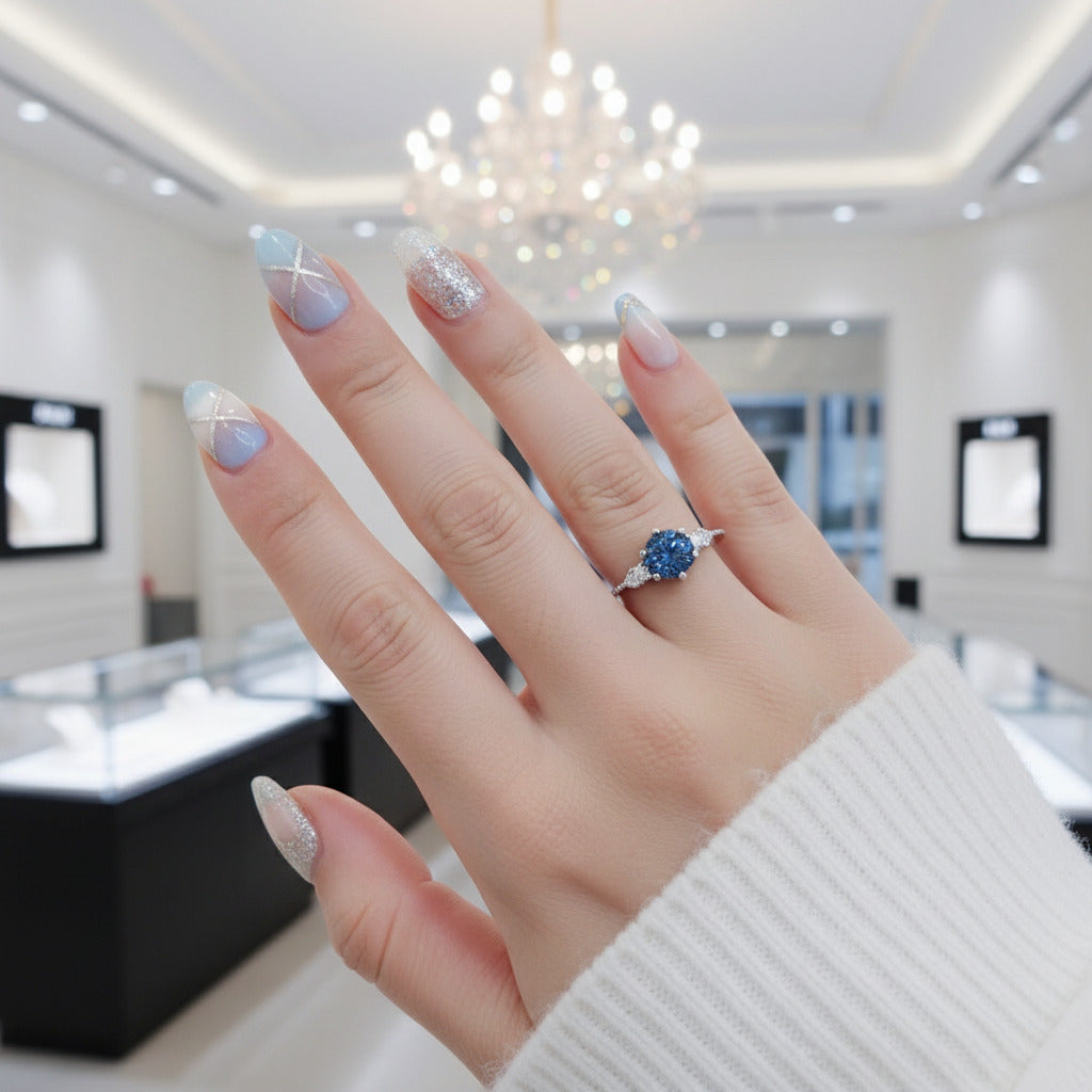 1.0 Ct VVS1 Blue Diamond Option Classic Engagement Ring-Black Diamonds New York