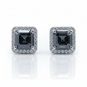 1.0 Ct Asscher Cut Diamond Option Stud Earrings-Black Diamonds New York