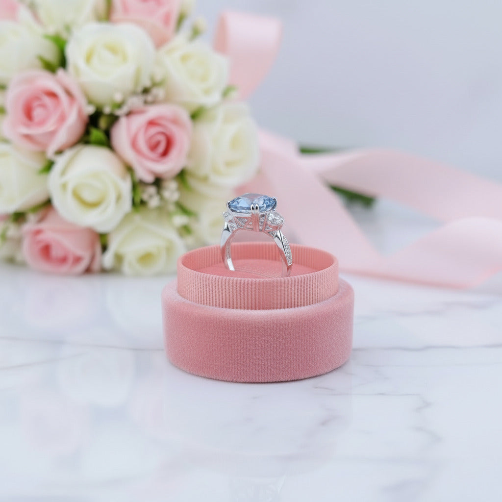 5.22 Ct Natural Lolite Blue Mystic Quartz Engagement Ring-Black Diamonds New York