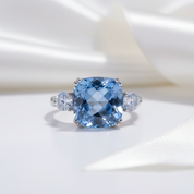5.22 Ct Iolite Blue Mystic Quartz Engagement Ring-Black Diamonds New York