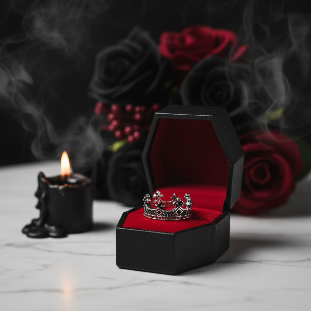 European Option Punk Victorian Crown Ring-Black Diamonds New York