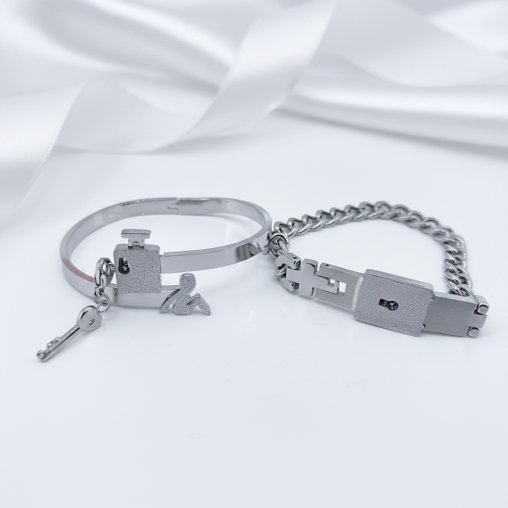 Concentric Lock Key Titanium Steel Couple Set-Black Diamonds New York