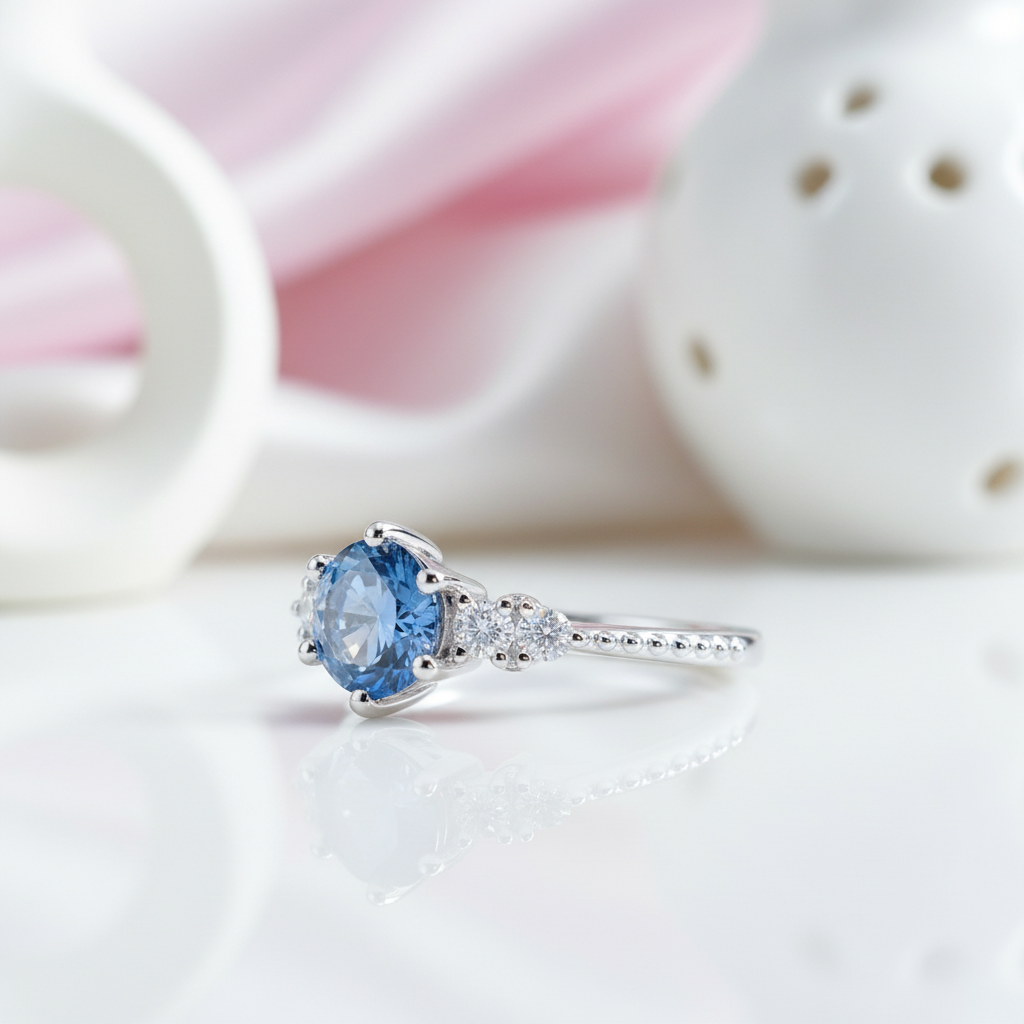 1.0 Ct VVS1 Blue Diamond Option Classic Engagement Ring-Black Diamonds New York