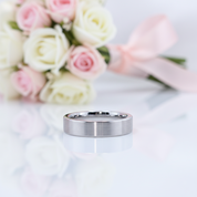 Brushed Tungsten Wedding Band-Black Diamonds New York