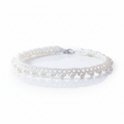 Multi-Row White Freshwater Pearl Necklace-Black Diamonds New York