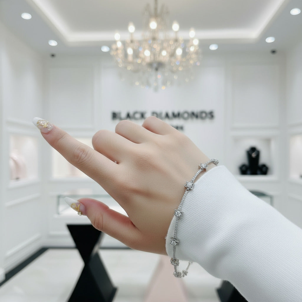 Six Pointed Star Diamond Bracelet-Black Diamonds New York