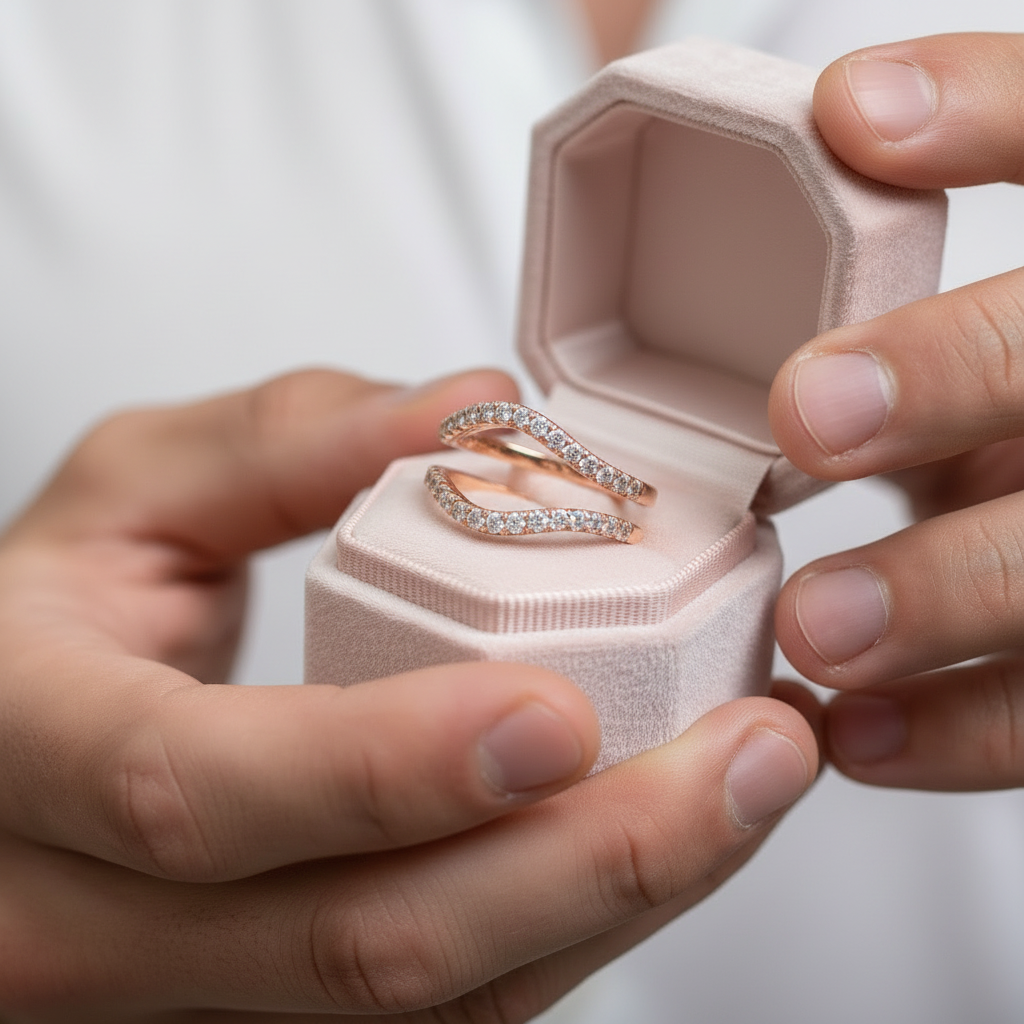 Round Cut Diamond Curved Enhancer Wedding Band-Black Diamonds New York