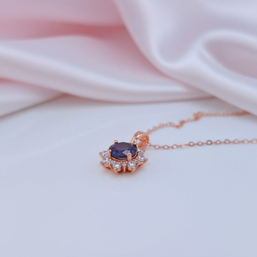 2.0 Ct Round Alexandrite Pendant Necklace-Black Diamonds New York