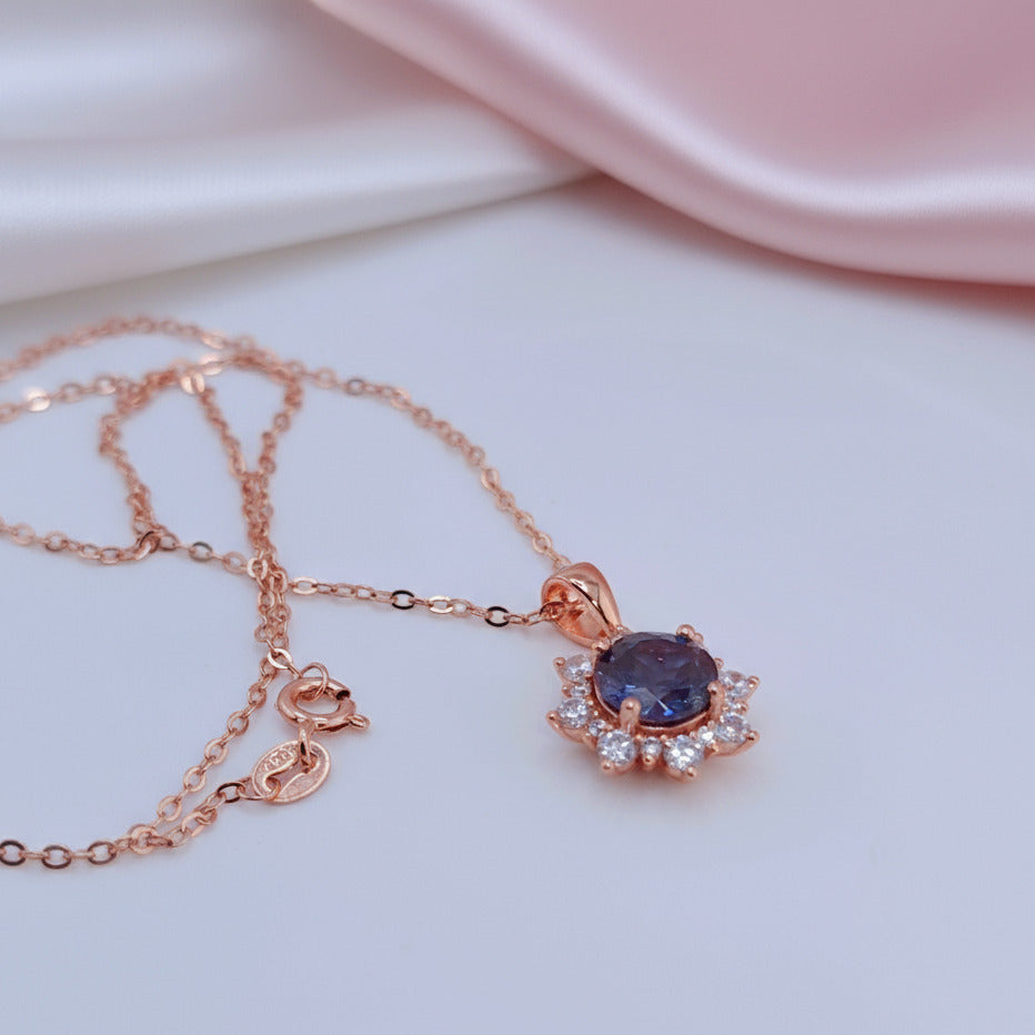 2.0 Ct Round Alexandrite Pendant Necklace-Black Diamonds New York