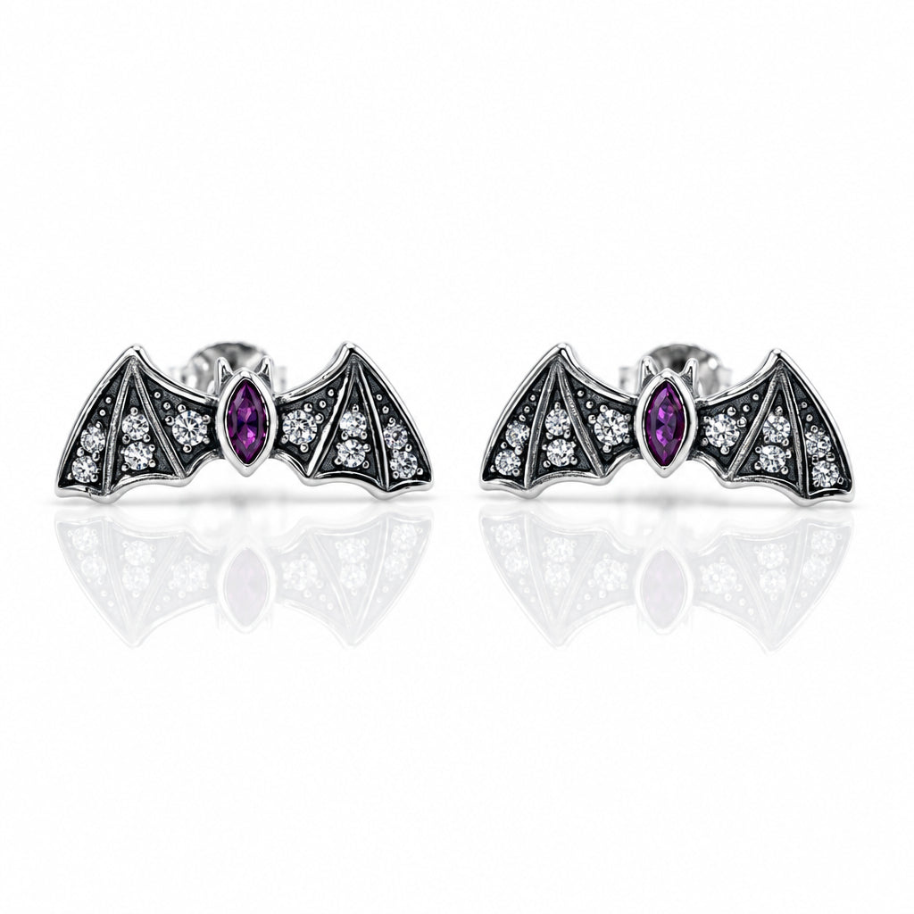 Punk Diamond Option Bat Stud Earrings-Black Diamonds New York