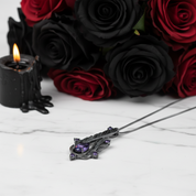 Handmade Angel's Wing Amethyst Gemstone Necklace-Black Diamonds New York