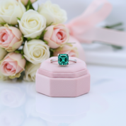 Classic 3.0 Ct Asscher Cut Colombian Cultivated Emerald Engagement Ring-Black Diamonds New York