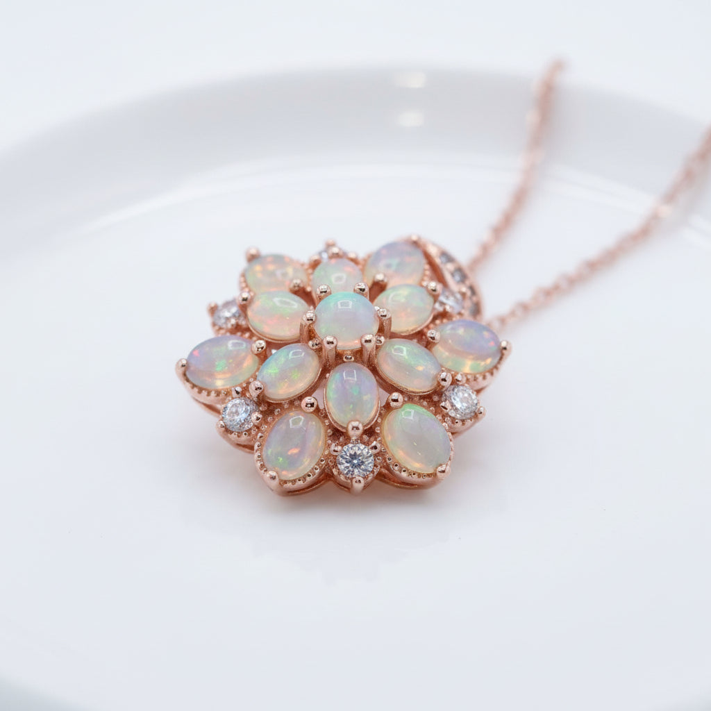 Colorful Opal Pendant-Black Diamonds New York