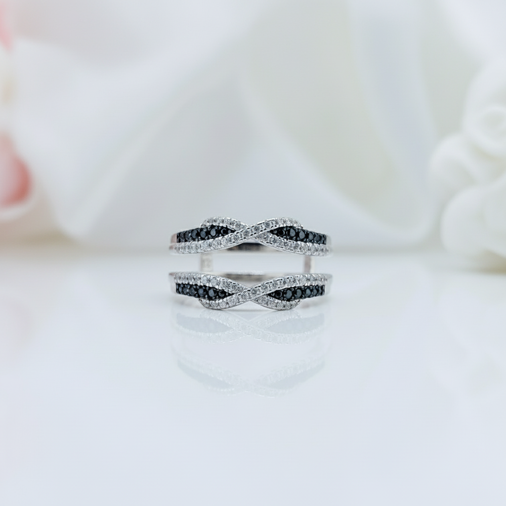 Round Diamond Twist Design Ring Enhancer-Black Diamonds New York