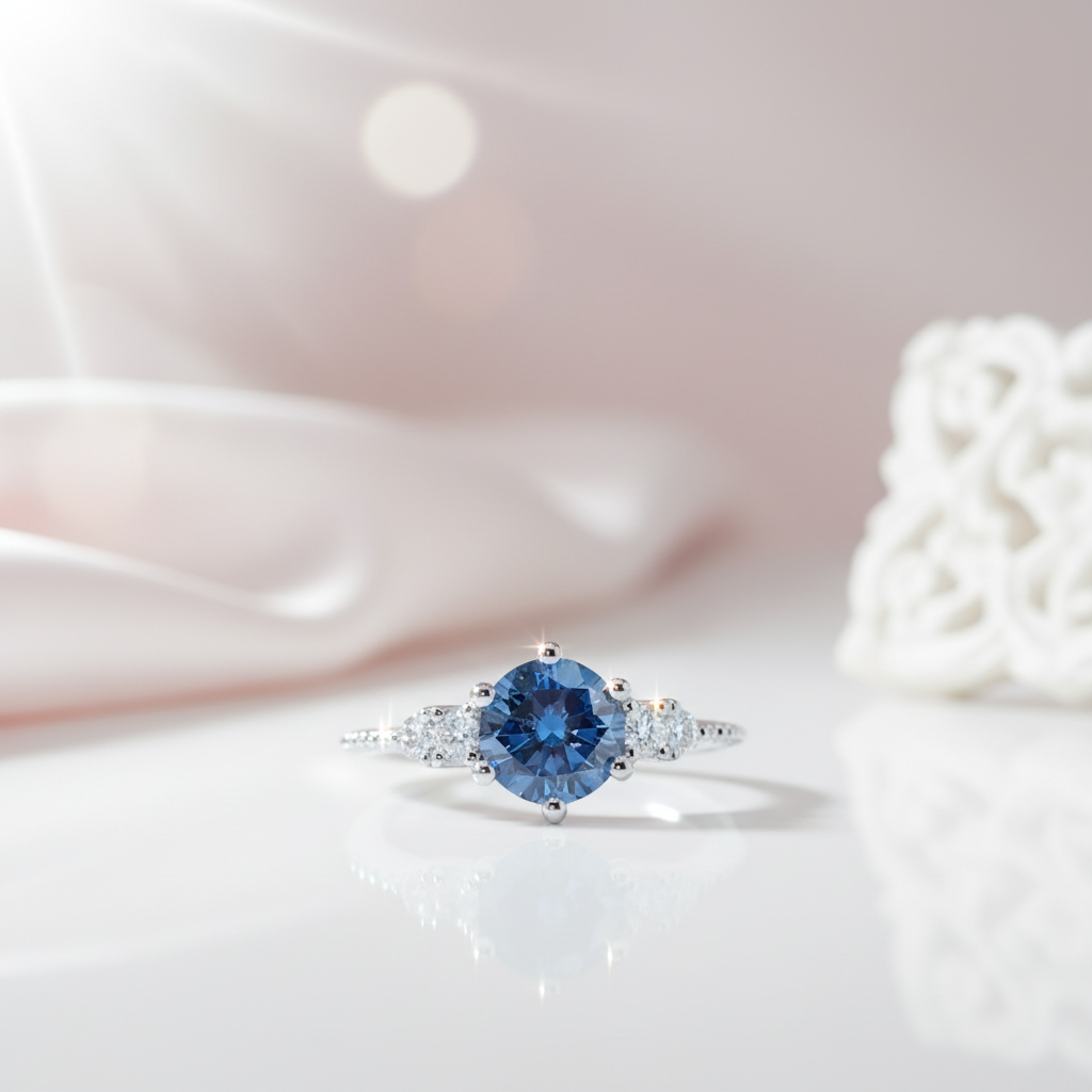 1.0 Ct VVS1 Blue Diamond Option Classic Engagement Ring-Black Diamonds New York