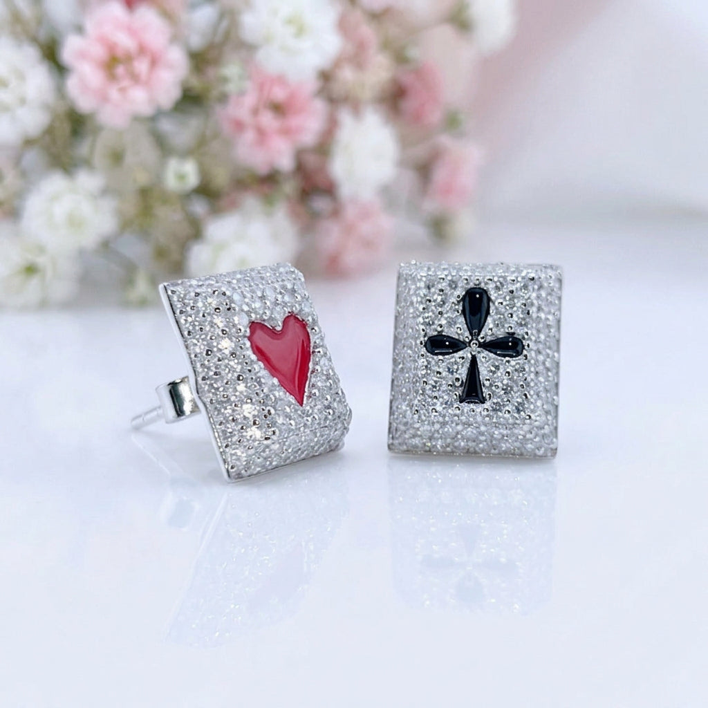 Poker Diamond Option Stud Earrings-Black Diamonds New York
