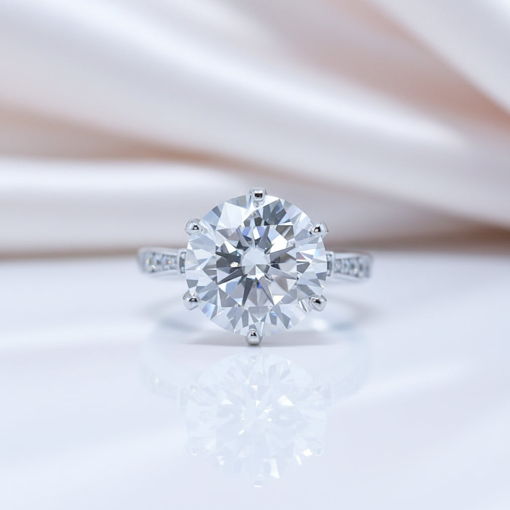 5 Carat Round Cut Diamond Engagement Ring-Black Diamonds New York