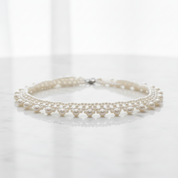 Multi-Row White Freshwater Pearl Necklace-Black Diamonds New York